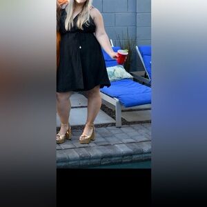 Black J. Crew mini wrap dress with pearl ties. Size XL